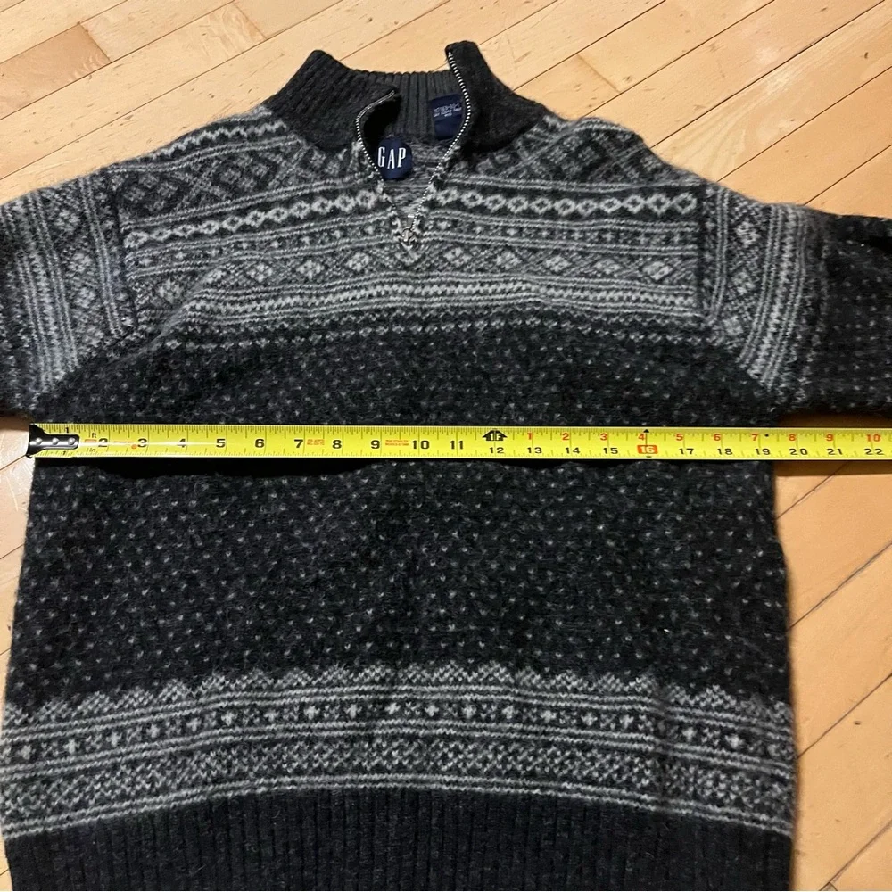 Vtg GAP Womens Mens Fair Isle Shetland Wool Sweater Size L Gray Norwegian - Picture 4 of 6